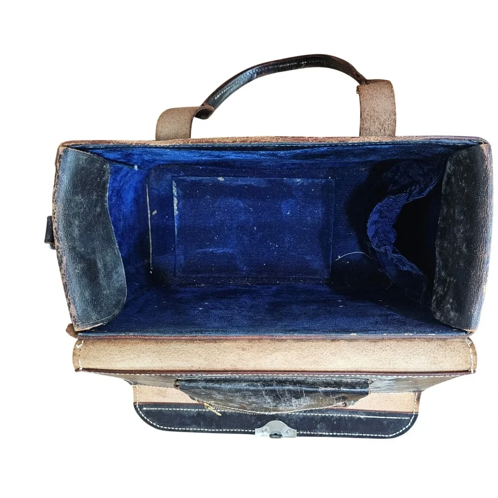 Vintage Distressed Leather Camera Bag and Accessories Collectibles Shelf Styling